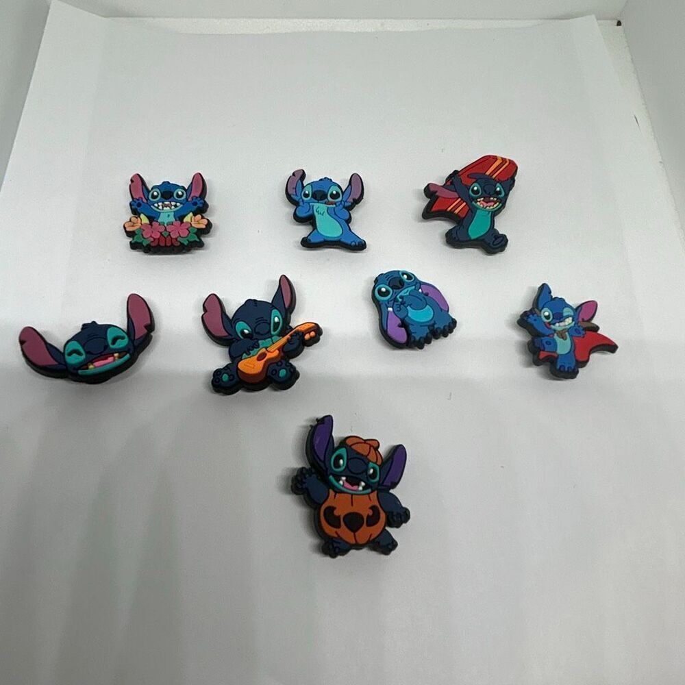 Lot of 8 Stitch Shoe Charms – Lilo & Stitch Characters for Clogs 💙🌺👟